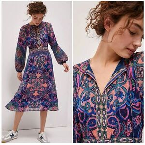 Anthropologie By Anthropologie Sydney Multi Color Midi Dress